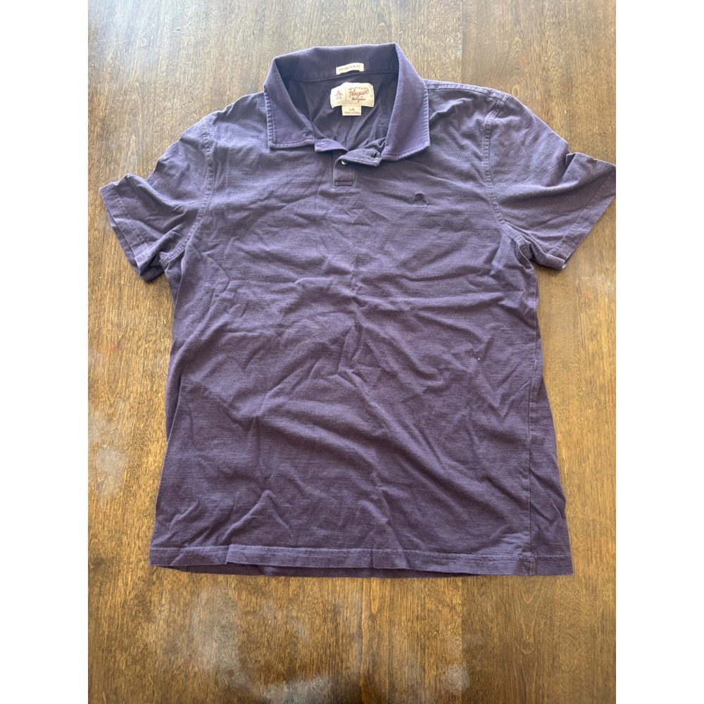 Original Penguin Mens Heritage Slim Fit Polo Shirt Purple Micro Stripe Large